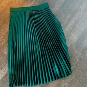 Emerald Green Accordion Midi Skirt